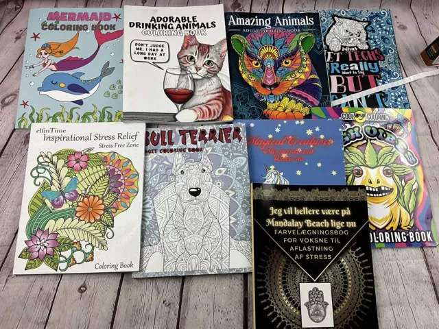 Lot Of 6 Coloring Books Adult Teen, mixed assorted random mix - all  different