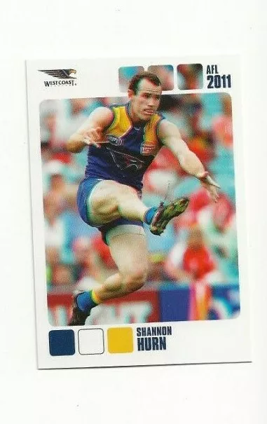 2011 Afl Select Herald Sun West Coast Eagles Shannon Hurn #192 Card