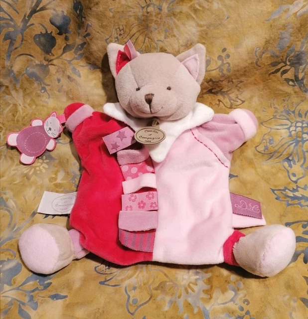 ⭐⭐⭐ Doudou et Compagnie marionnette CHAT ENOLA  ROSE ROUGE MAUVE