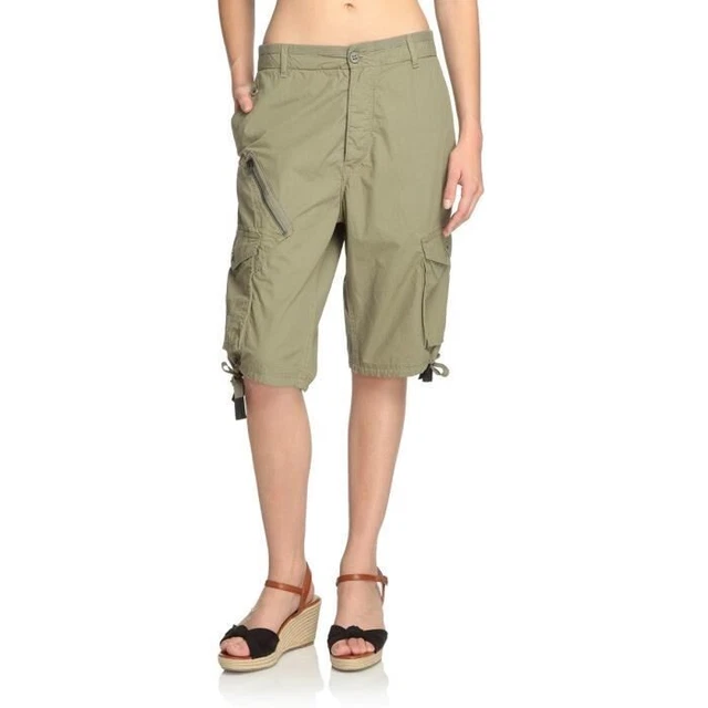 Pantacourt Femme DDP Vert - 97% Coton, Taille 34, Neuf Avec Étiquettes, Style Bermuda Décontracté