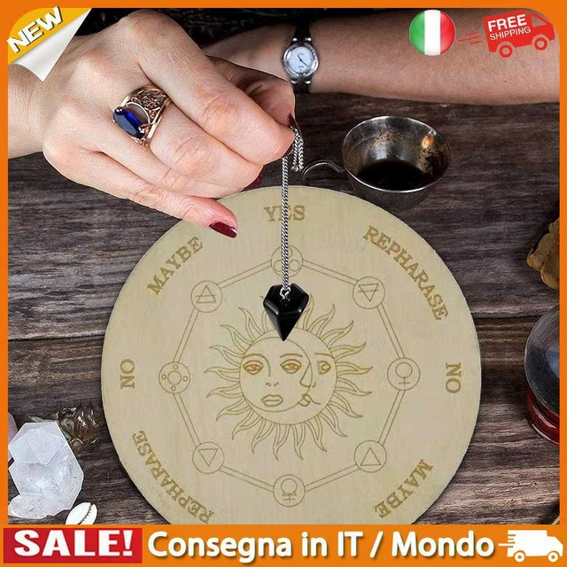 IT Wooden Divination Pendulum Board w/ Stars Moon Carved Coaster (Green 25cm)