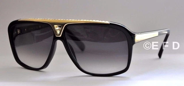 LOUIS VUITTON Z0350E Evidence Sunglasses 66-7 Black Gold Mens Made in  France 013