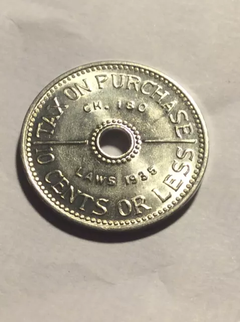 VINTAGE 1935 ANTIQUE WASHINGTON RETAIL SALES TAX TOKEN/COIN Free ShipUSA