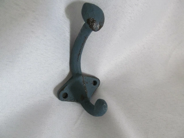 Vintage Color & Style Rustic Cast Iron Wall Hooks Coat/Hat Rack Key Holder Aqua