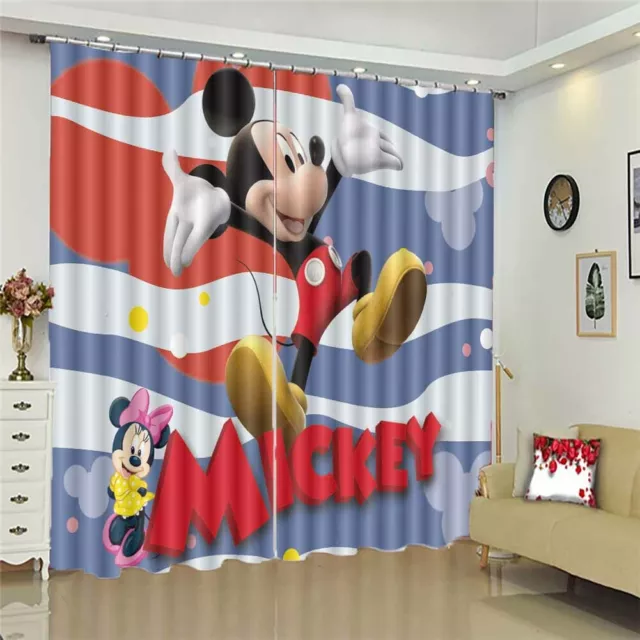 Palm Happy Mickey Mouse 3D Curtain Blockout Photo Printing Curtains Drape Fabric