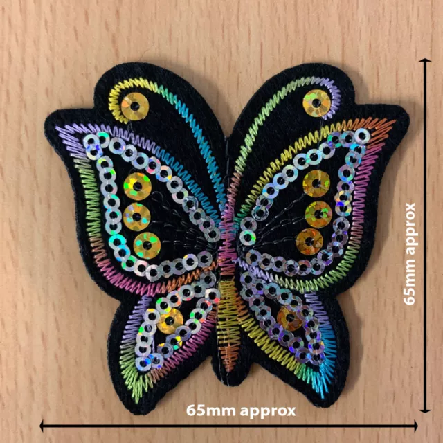 1pc Butterfly Sequin Embroidered Patch Cloth Iron On Applique craft sewing #1306 2