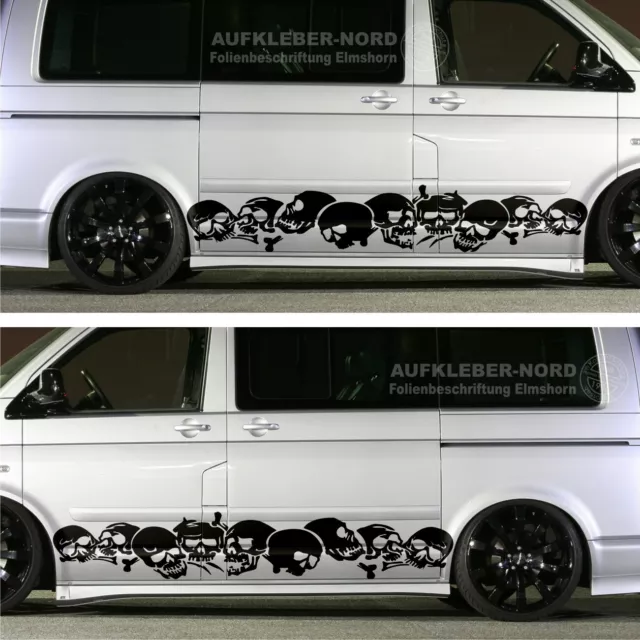 2x Seitenaufkleber SKULL 240cm XL Totenkopf Autoaufkleber Bus Tuning JDM DUB B09