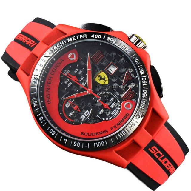 MEN'S FORMULA 1 Scuderia Ferrari 44mm Luxury Chronograph Red Silicone ...