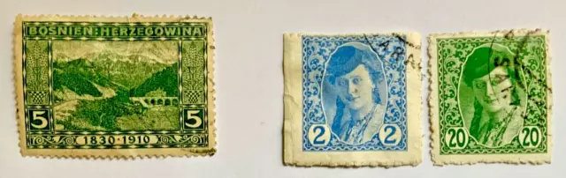 BOSNIA ERZEGOVINA  3 valori  1910 - 1913 : Neretva e francobolli per giornali