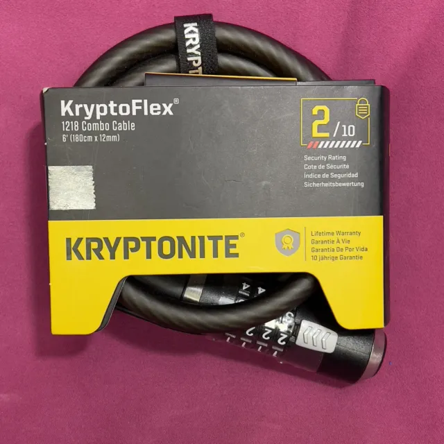Kryptonite 6' KryptoFlex 1218 combo Cable  005223 Six Foot Cable Length