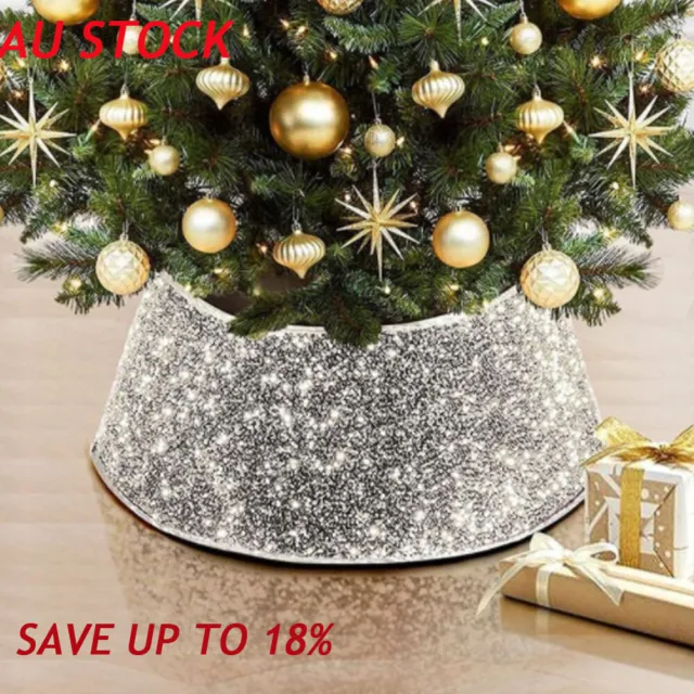Sequins Glitter Christmas Tree Base Collar Around Decorative Skirt Decor