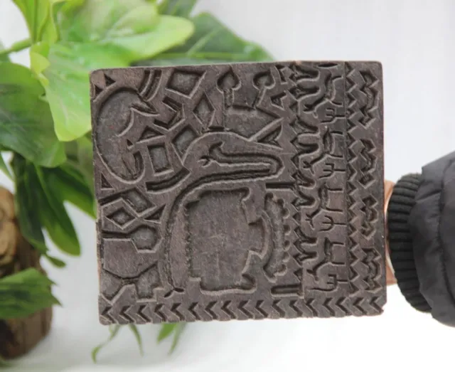 1970's Vintage Wooden Printing Blocks Hand Carved Textile Fabric Stamps Decor