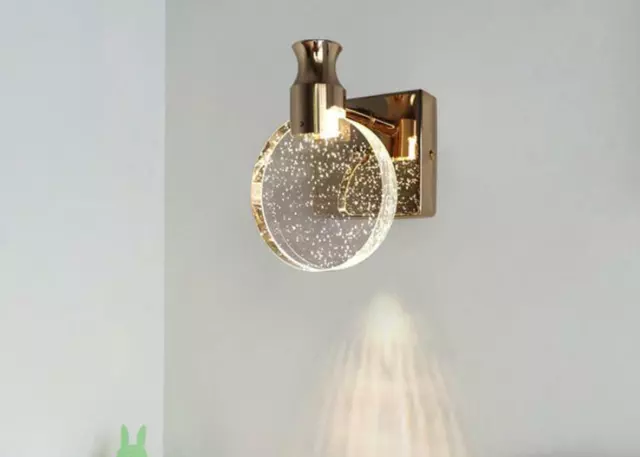 Modern LED Wall Lamp Round Crystal Bedside Light Hallway Bedroom Lighting