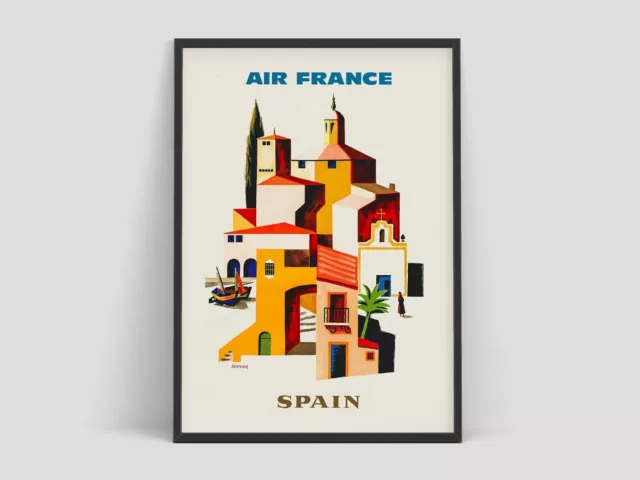 Spain - Air France by Francois Vernier 1959 Vintage Retro Wall Art Poster Print