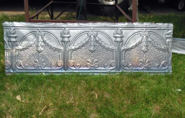 SALE Antique Victorian Gothic Ceiling Tin Tile Torches Holly Swag Chic Fleur De