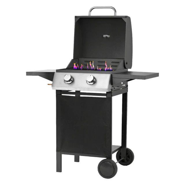 Gasgrill Grillwagen BBQ Grill Grillstation Griller Stahl 2 Brenner