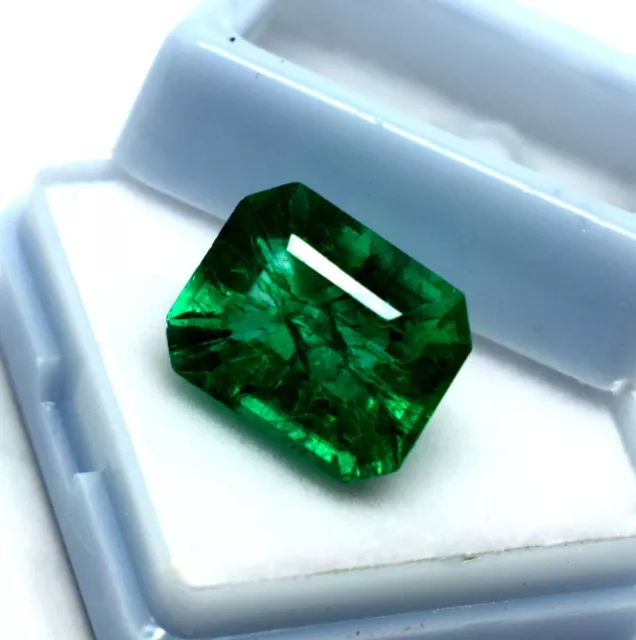 8.40 CT Natural Dark Green Emerald Certified Loose Gemstone In emerald Cut