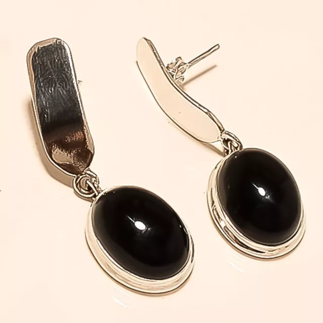 Real Egyptian Black onyx Tear Drop Earring 925 Sterling Silver Christmas Jewelry