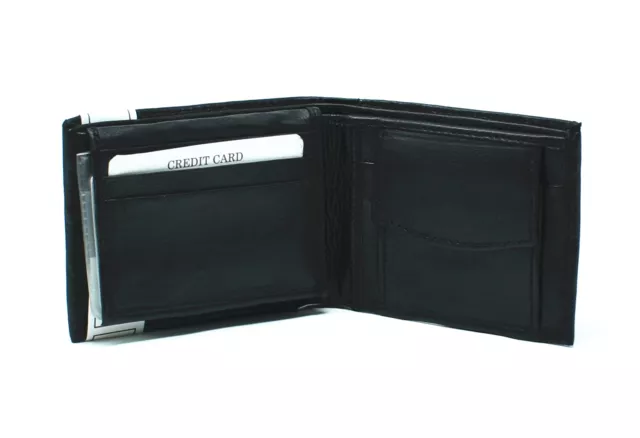 Black Men Genuine Leather Bifold Wallet ID Window Credit Card Holder Coin Pocket