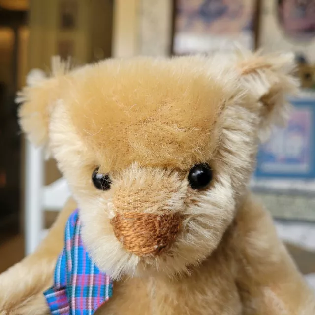 Blond Mohair Artist Teddy bear Linda Spiegel-Lohre of Bearly There Co. 9in EUC