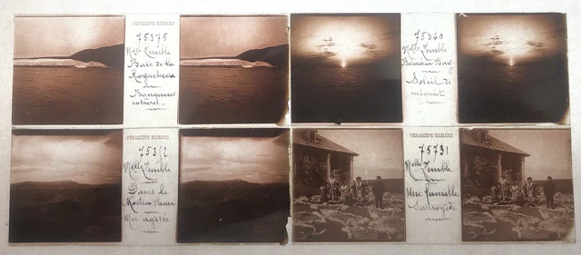 RUSSIE NOUVELLE ZEMBLE 4 PLAQUES VERASCOPE VERRE VUES STEREOSCOPIQUES 45x107