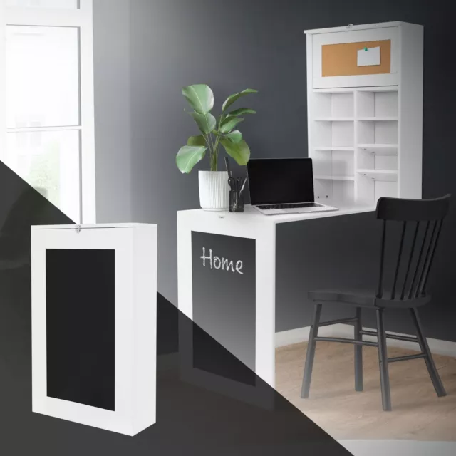 Mesa plegable blanca de pared escritorio multifuncional con estante y pizarra