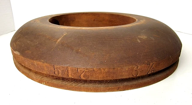 Vintage Hatters Supply House Wood Hat Brim Form   Marked 547   6 7/8    2 3/4 -3