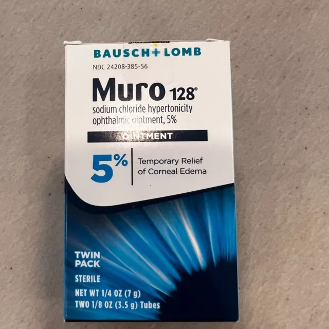 Muro 128 Sterile Ophthalmic 5 Percent Sodium Chloride Ointment,Twin Pack .25 oz