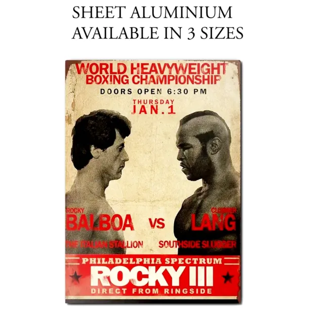 Aluminium Sign / Plaque Movie Art Boxing Event Rocky VS Clubber Lang Rocky 3
