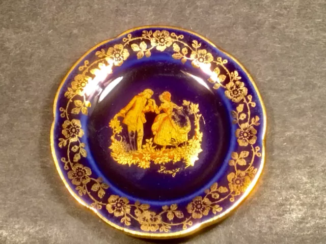 Mid Century Cobalt Blue and Gold Limoges Butter Pat