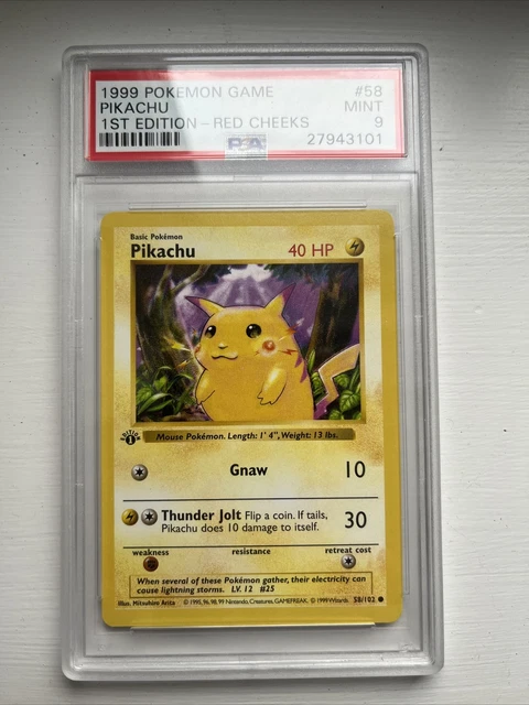 Pikachu 1st Edition PSA 9 Red Cheeks Base Set 1999 Pokemon Rare Mint