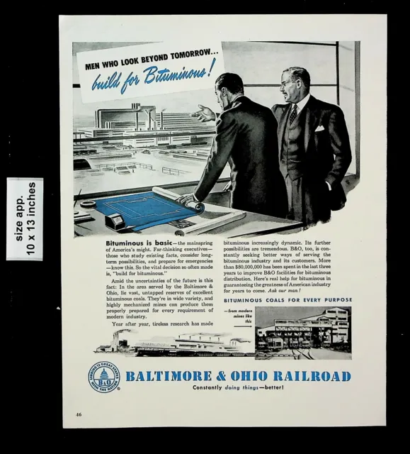 1949 Baltimore & Ohio Railroad Bituminous Coals Vintage Print Ad 26398