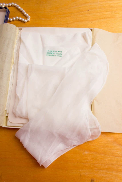 Calze in nylon cuciture vintage orig 50 bianche calze IMBALLO ORIGINALE 3 paia 40 US9