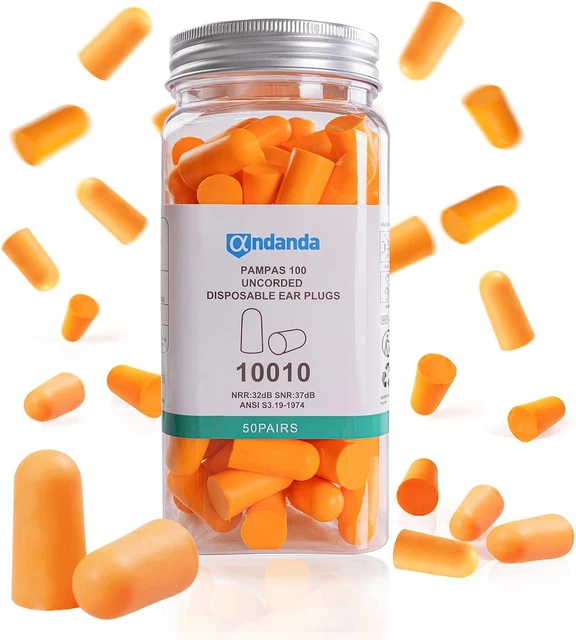 50 Pairs Foam Ear Plugs,  Ultra Soft Foam Earplugs, Reusable, Soft & Comfortable