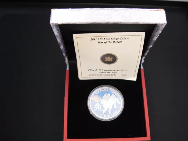 2011 $15 🍁 Zodiac Lunar SILVER Coin - Year of the Rabbit Certificate# 0460/9999