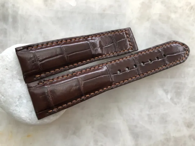 22mm/18mm Genuine Real Brown Crocodile Leather Grain Watch Band For Maurice