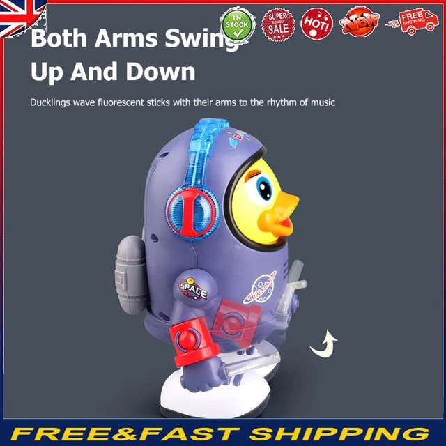 Electric Dancing Space Duck Movable with Music Light for Kids Holiday Gifts -