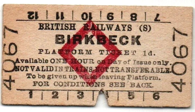 BR(S) Platform Ticket Birkbeck 1d