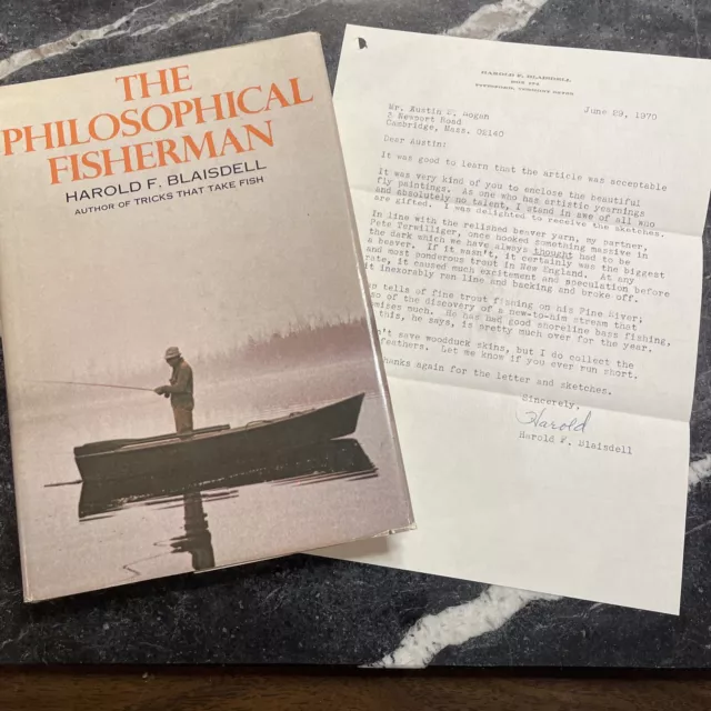 The Philosophical Fisherman Blaisdell 1969 1st Ed. Signed Letter DJ Provenance