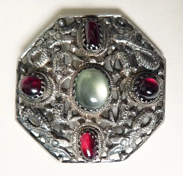 Broche Dragon Volant En Argent 800/1000° Poinçon Sanglier - Bijou Ancien Circa 1900, Très Bon état