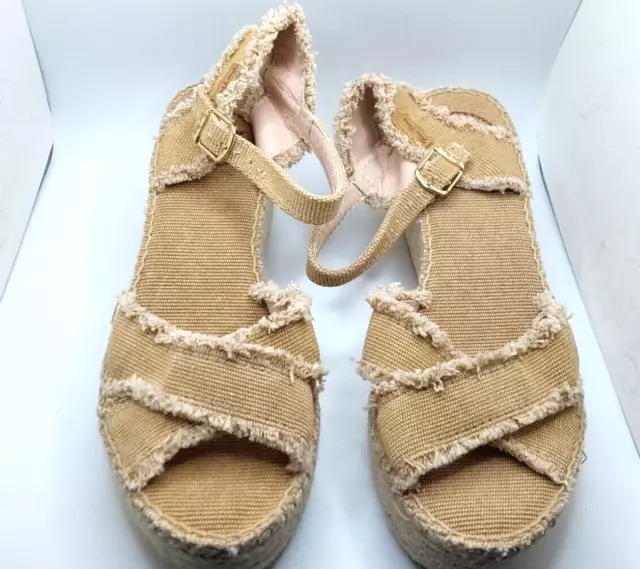 Toni Pons Sandals Womens Slingback Espadrille Wedge Beige Open Toe Casual (A73)