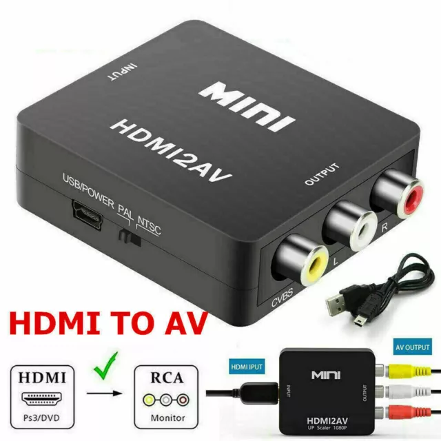NEW HDMI To RCA AV Adapter Converter Cable CVBS 3RCA 1080P Composite Video Audio