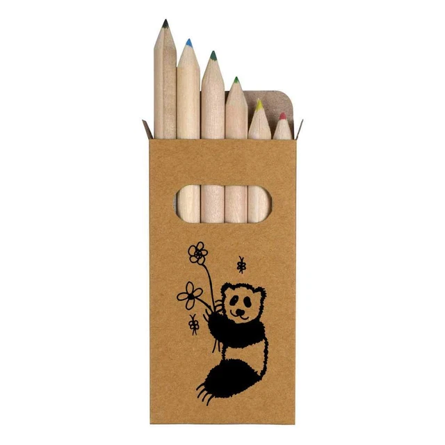 6 lápices cortos de color ""flores de panda"" (PE00048916)