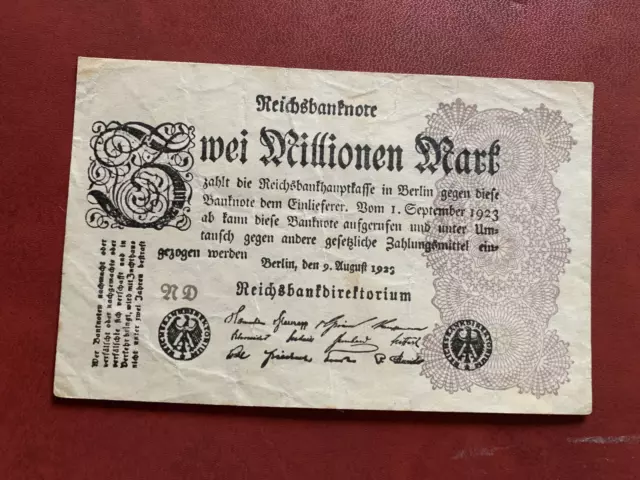 Geldschein Banknote 1923 - 2 Zwei Millionen Mark - Reichsbanknote - Ro 103