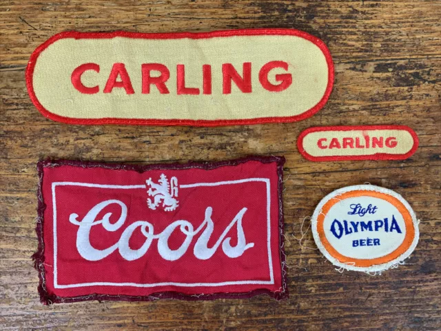 Lot of 4 Vintage Beer Patches Coors Light Olympia Beer Carling Jacket Patch