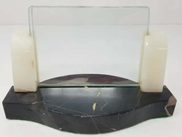 Art Deco Marble Onyx Desk Photo Frame Handmade Black Marble Glass