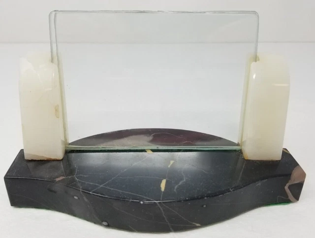 Art Deco Marble Onyx Desk Photo Frame Handmade Black Marble Glass
