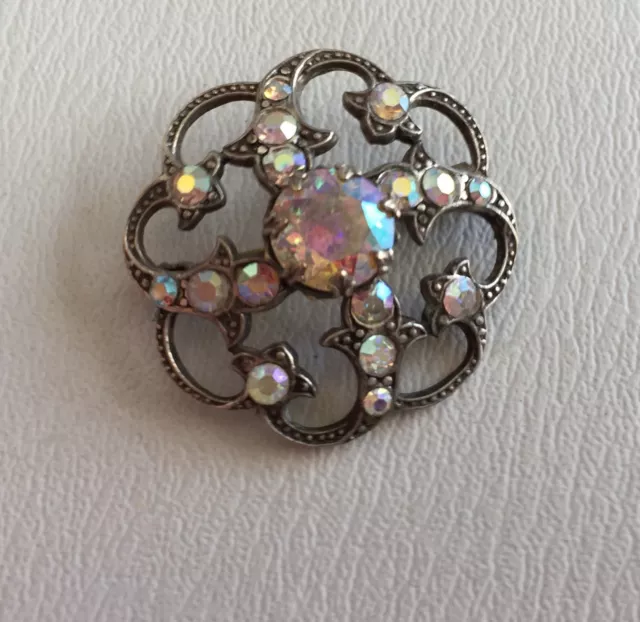 Belle Broche Florale/ Argent/ Elements Murano/ Annees 20/25