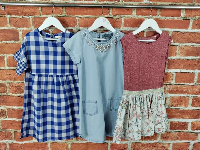 Girls Bundle Age 6-7 Years Kaisely M&S Next Summer Dress Check Denim Party 122Cm