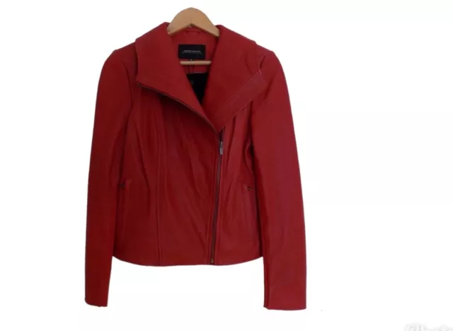 Neiman Marcus womens red leather jacket coat size XS NWT